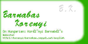 barnabas korenyi business card